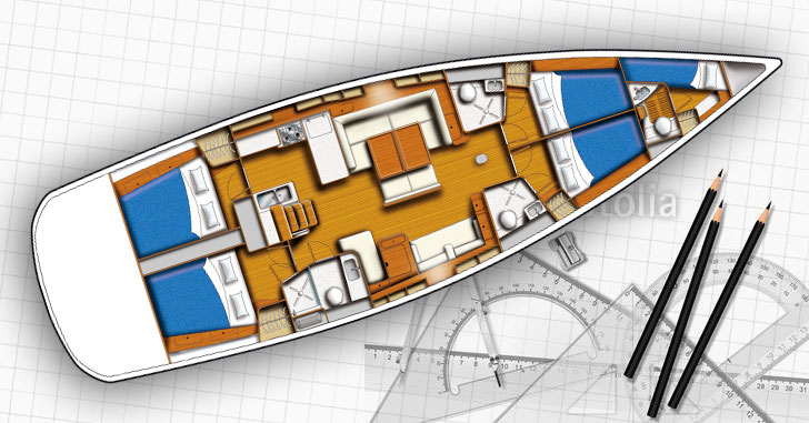 Grundriss einer Yacht