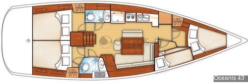 1 Oceanis 43  Verfügbar in Griechenland, Türkei, Balearen und Kanaren.