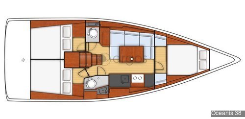 1 Oceanis 38  Verfügbar in Kroatien, Italien und Balearen.